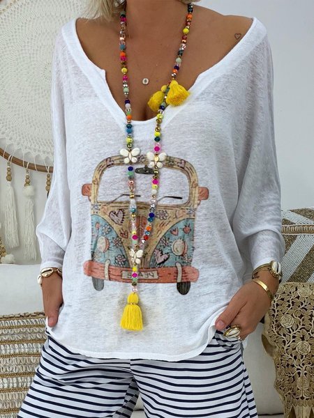 Fashion V Neck Long Sleeve T-Shirt