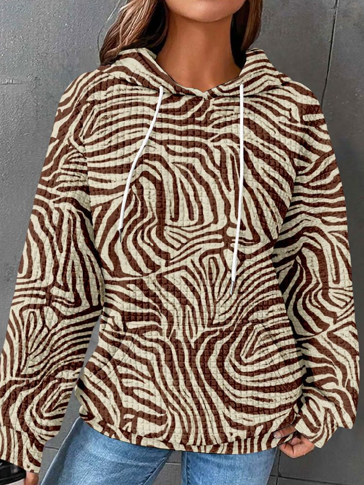 Fashion Long Sleeve Hoodie Abstract Zipper Casual Regular Sweatshirt