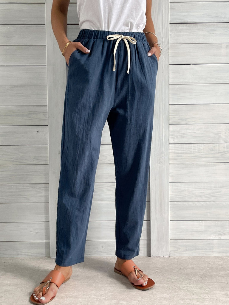Fashion Solid Loose Ankle Pants