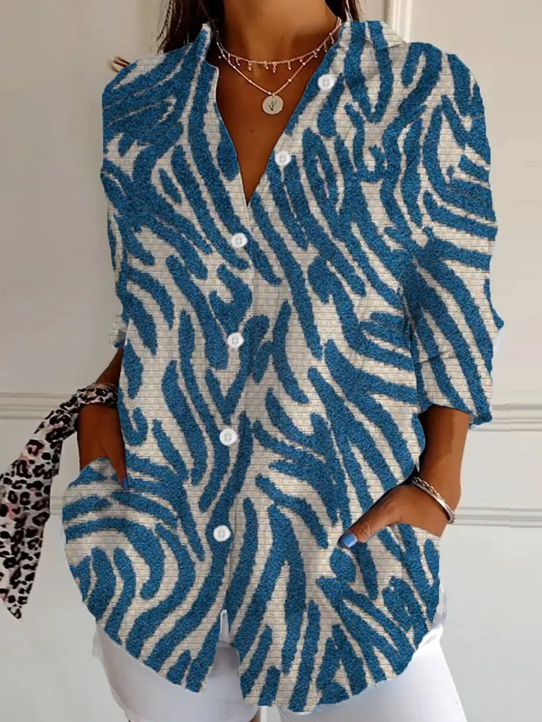 Loose Long Sleeve Shirt Collar Geometric Fashion Regular Shirt