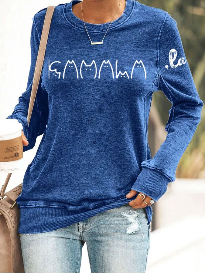 Crew Neck Long Sleeve Text Letters Casual Regular Sweatshirt