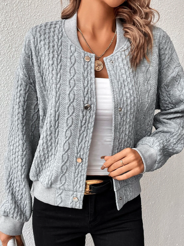 Loose Stand Collar Long Sleeve Plain Fashion Regular Jacket