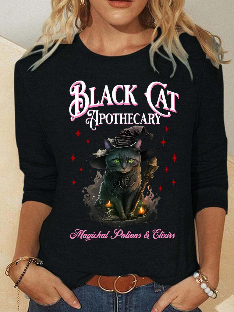 Loose Crew Neck Long Sleeve Halloween Fashion Regular Blouses