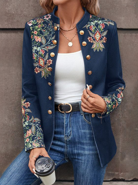 Loose Long Sleeve Ethnic Fashion Regular Jacket