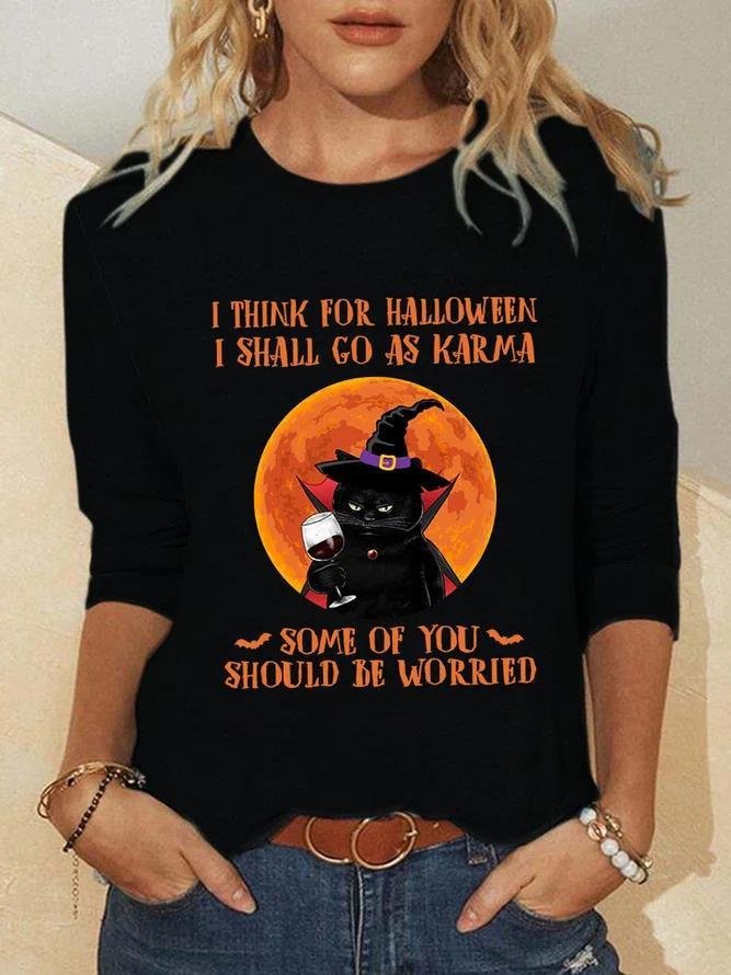 Casual Crew Neck Long Sleeve Halloween Fashion Regular T-Shirt