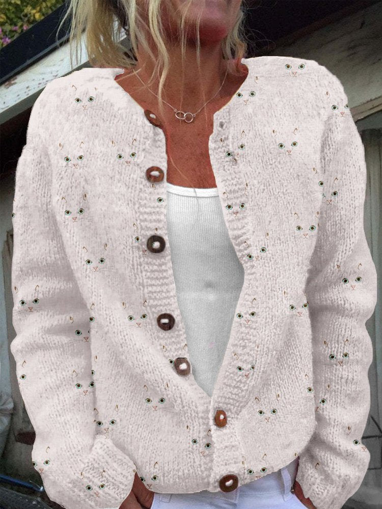Crew Neck Long Sleeve Plants Fashion Regular Cardigan