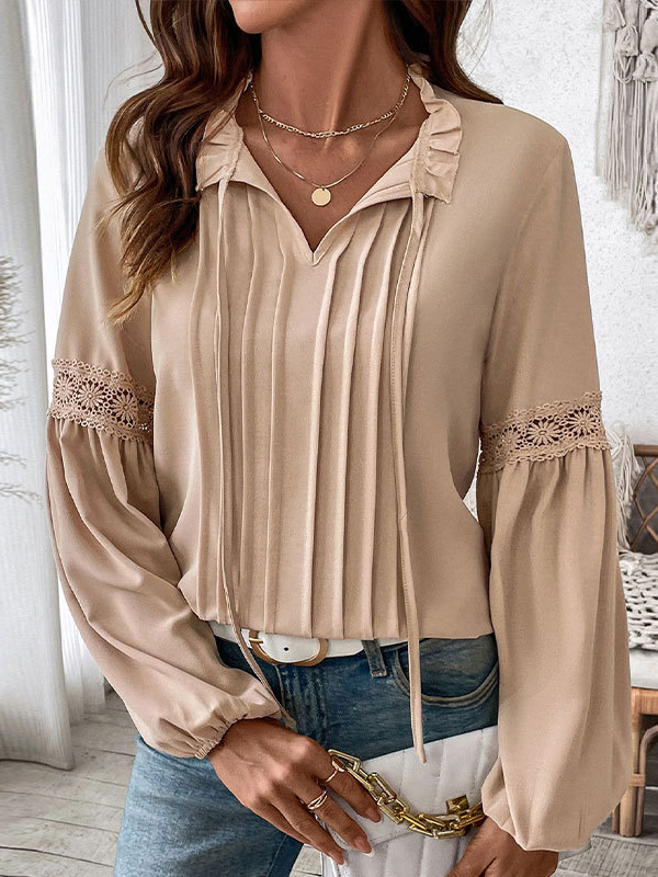 Loose Long Sleeve Plain Fashion Regular Blouse