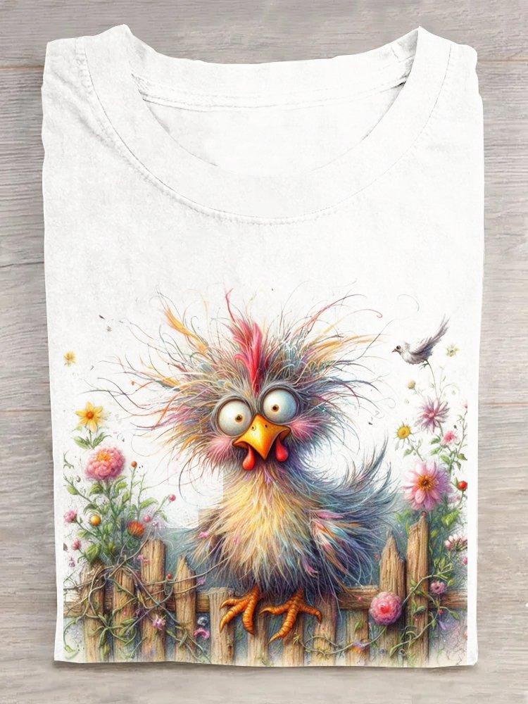 Fashion Short Sleeve Crew Neck Turkey Loose Regular T-Shirt