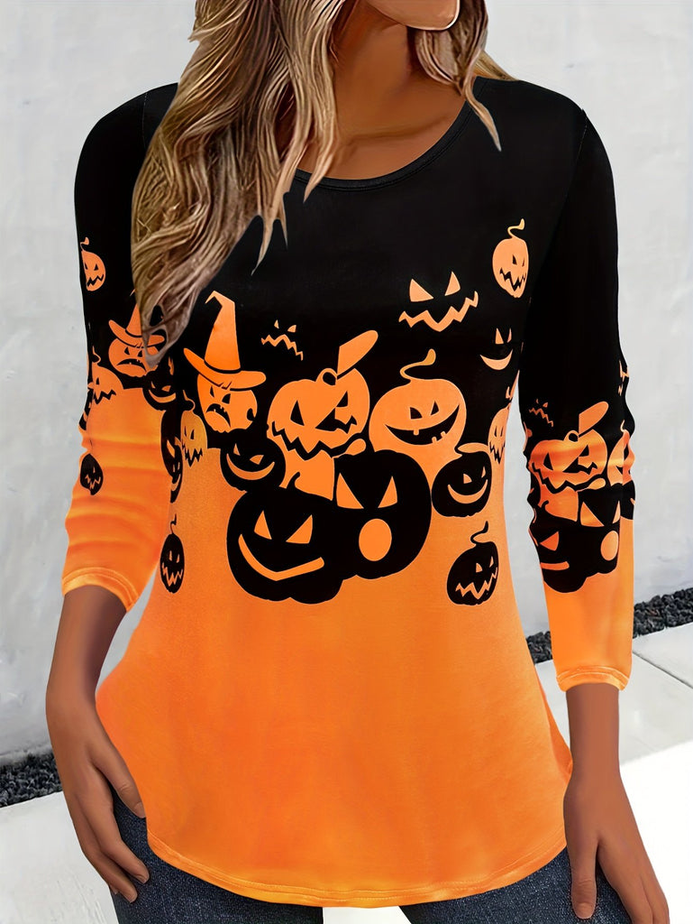Casual Crew Neck Long Sleeve Halloween Fashion Regular T-Shirt