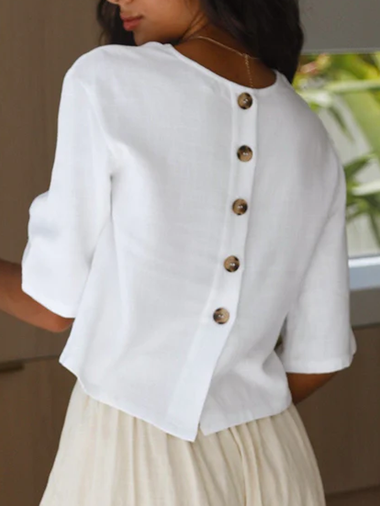 Fashion Short Sleeve Crew Neck Plain Loose Regular Blouse