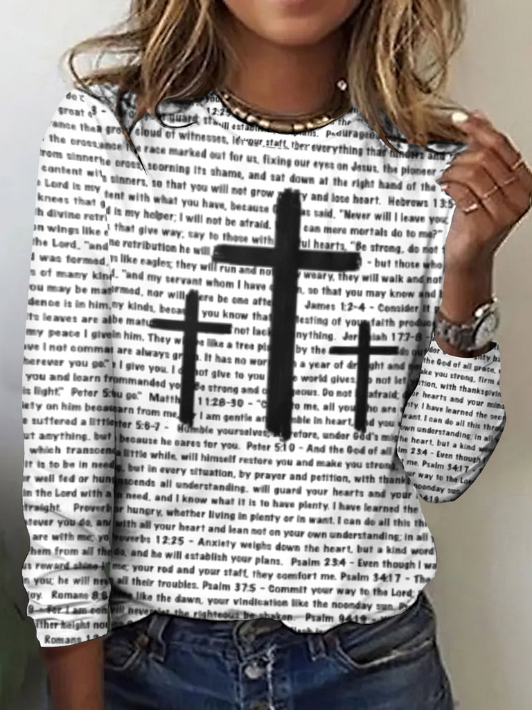 Crew Neck Long Sleeve Plaid Vintage Regular T-Shirt