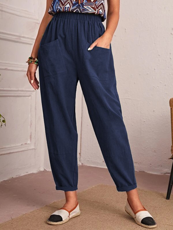 Fashion Plain Loose Long Pants