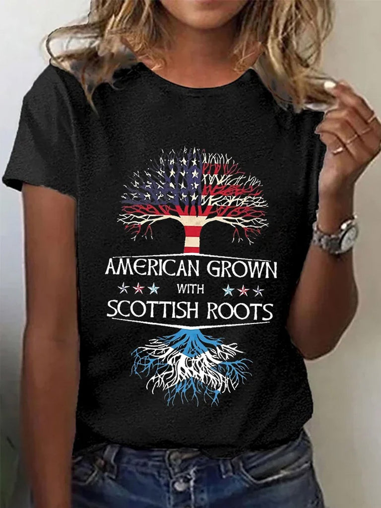 Casual Short Sleeve Crew Neck Leaf Fashion Regular T-Shirt