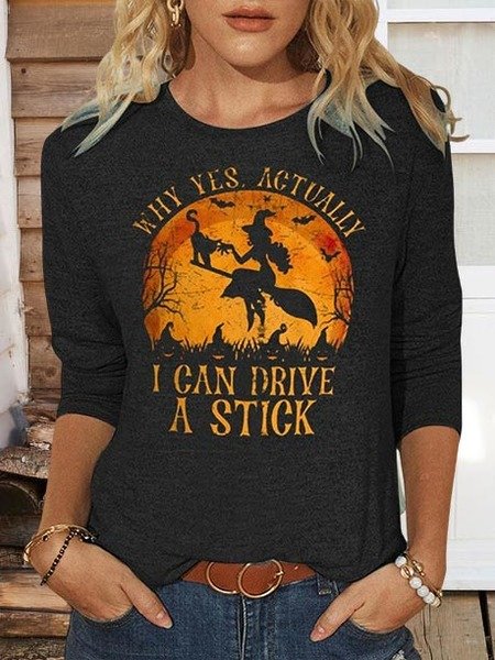 Casual Crew Neck Long Sleeve Halloween Fashion Regular T-Shirt