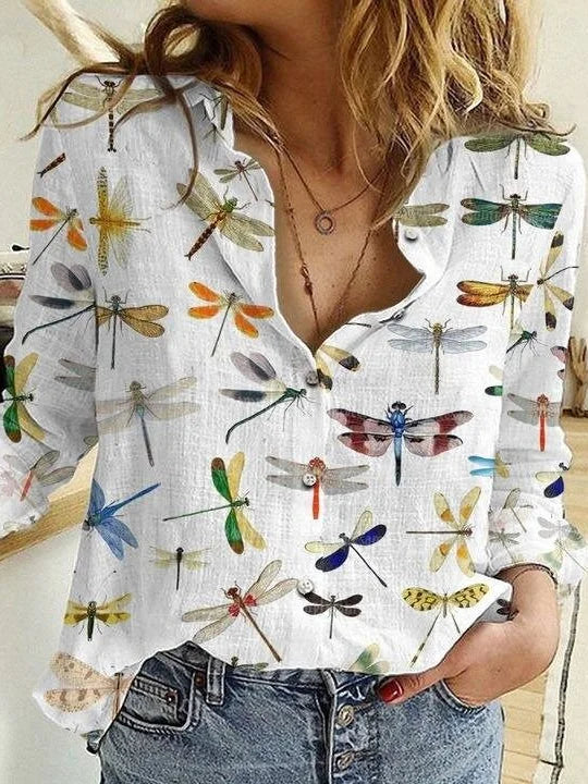 Loose Long Sleeve Shirt Collar Ethnic Fashion Regular Shirt