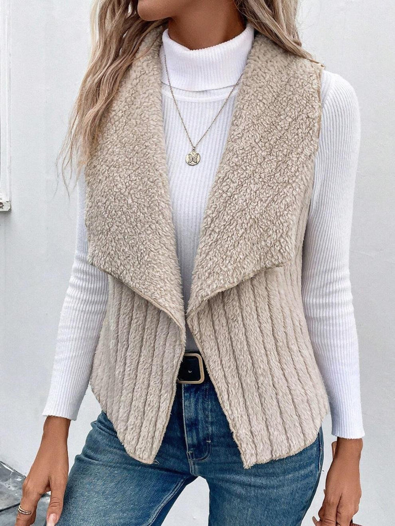 Loose Shawl Collar Sleeveless Plain Fashion Regular Vest