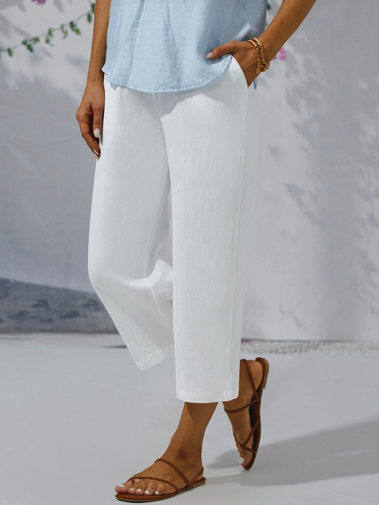 Fashion Plain Split Joint Loose Capris Pants