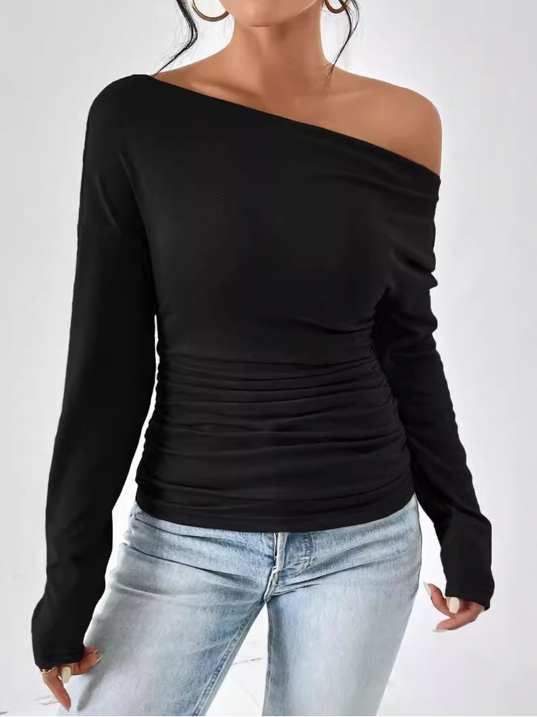 Fashion Long Sleeve Plain Loose Regular Blouse