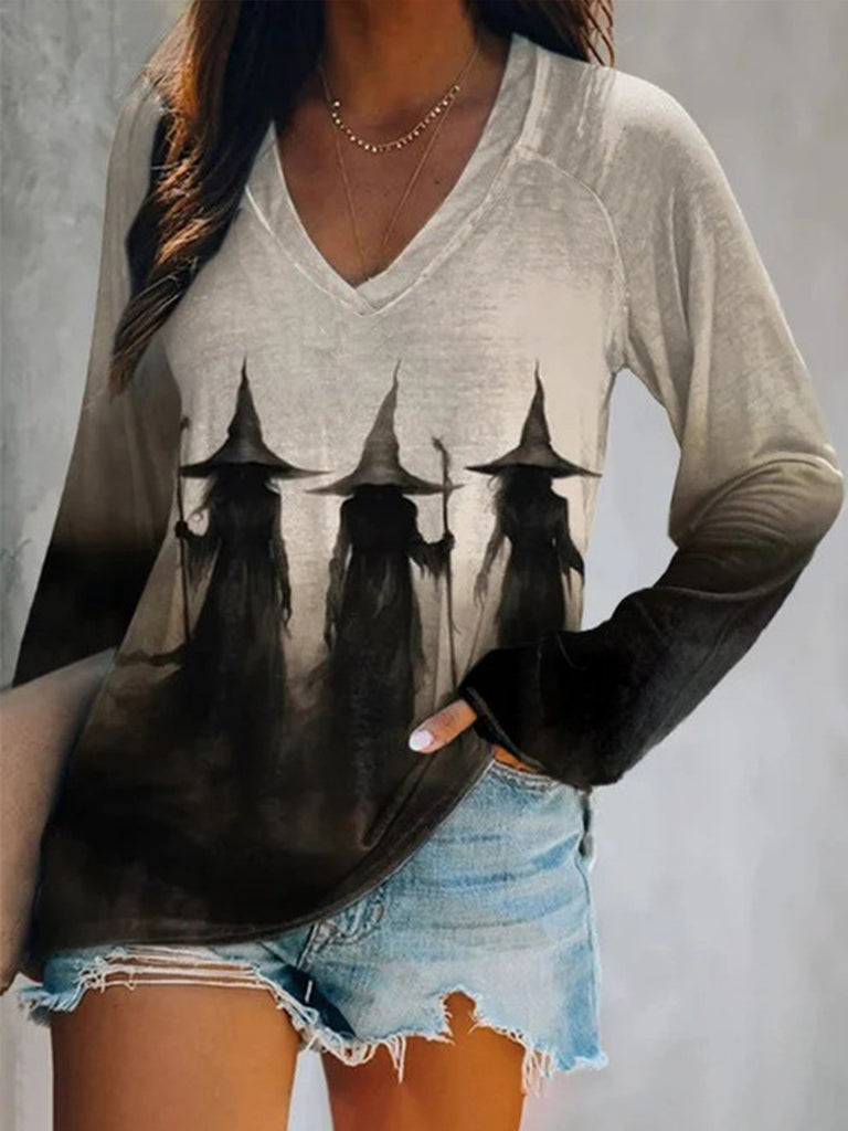 Fashion Crew Neck Long Sleeve Halloween Casual Regular T-Shirt