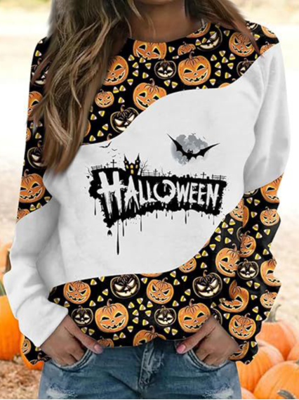 Casual Crew Neck Long Sleeve Halloween Fashion Regular Sweatshirt