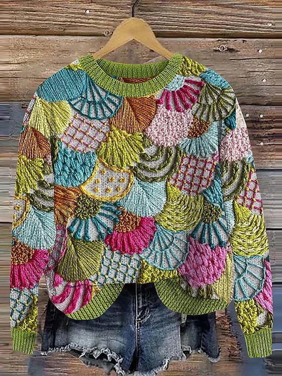 Fashion Crew Neck Long Sleeve Geometric Casual Regular Sweatshirt