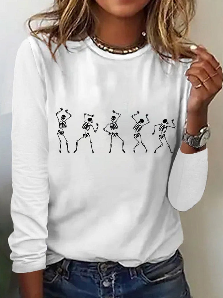 Casual Crew Neck Long Sleeve Halloween Regular T-Shirt