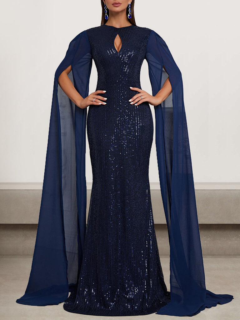 Sexy Crew Neck Long Sleeve Plain Tight Maxi Dress