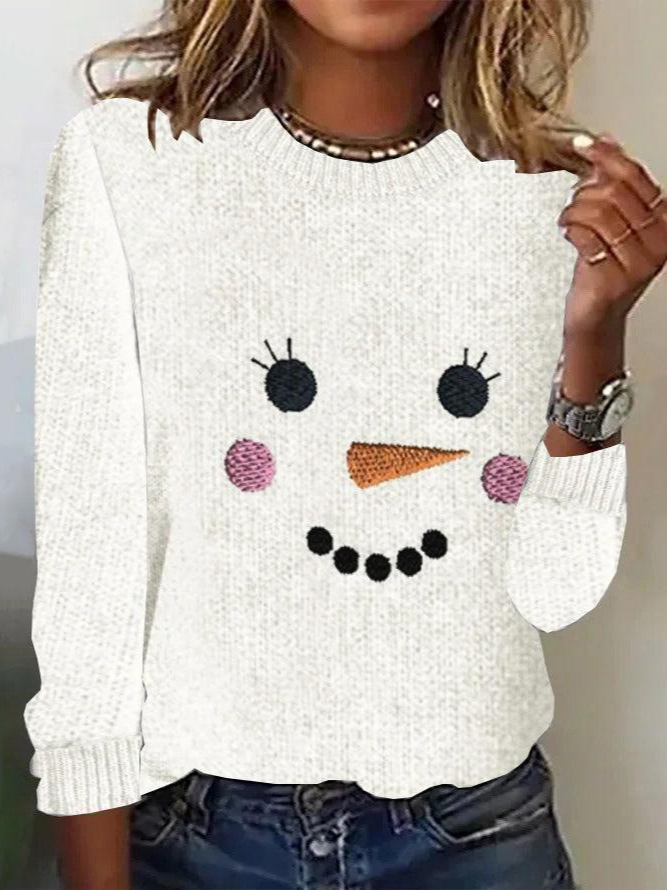 Fashion Crew Neck Long Sleeve Geometric Casual Regular T-Shirt