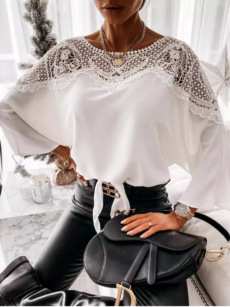 Fashion Crew Neck Long Sleeve Plain Loose Regular Blouses