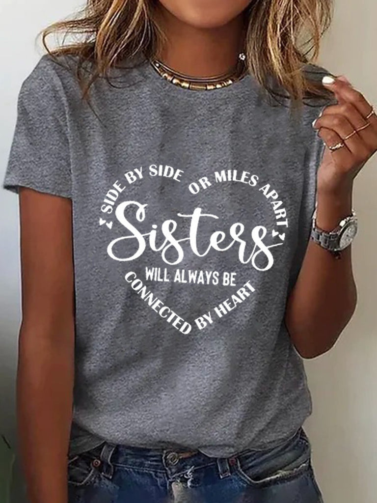 Casual Short Sleeve Crew Neck Text Letters Fashion Regular T-Shirt
