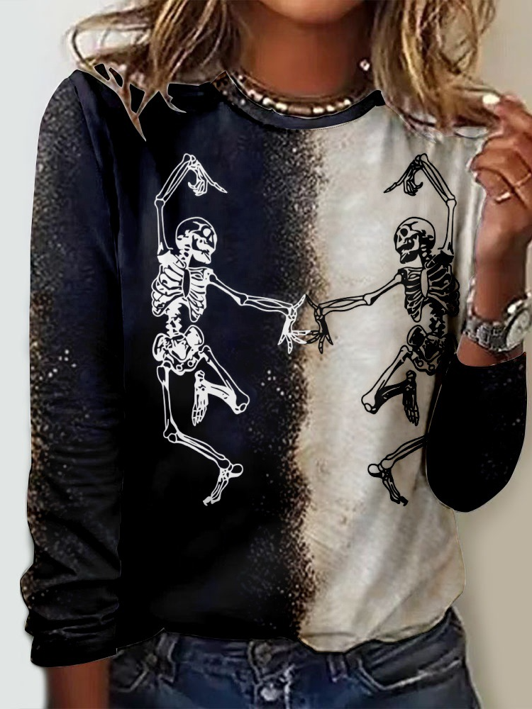 Casual Crew Neck Long Sleeve Halloween Fashion Regular T-Shirt