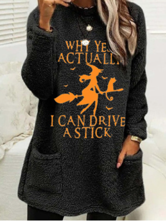 Fashion Crew Neck Long Sleeve Halloween Loose Regular Blouses