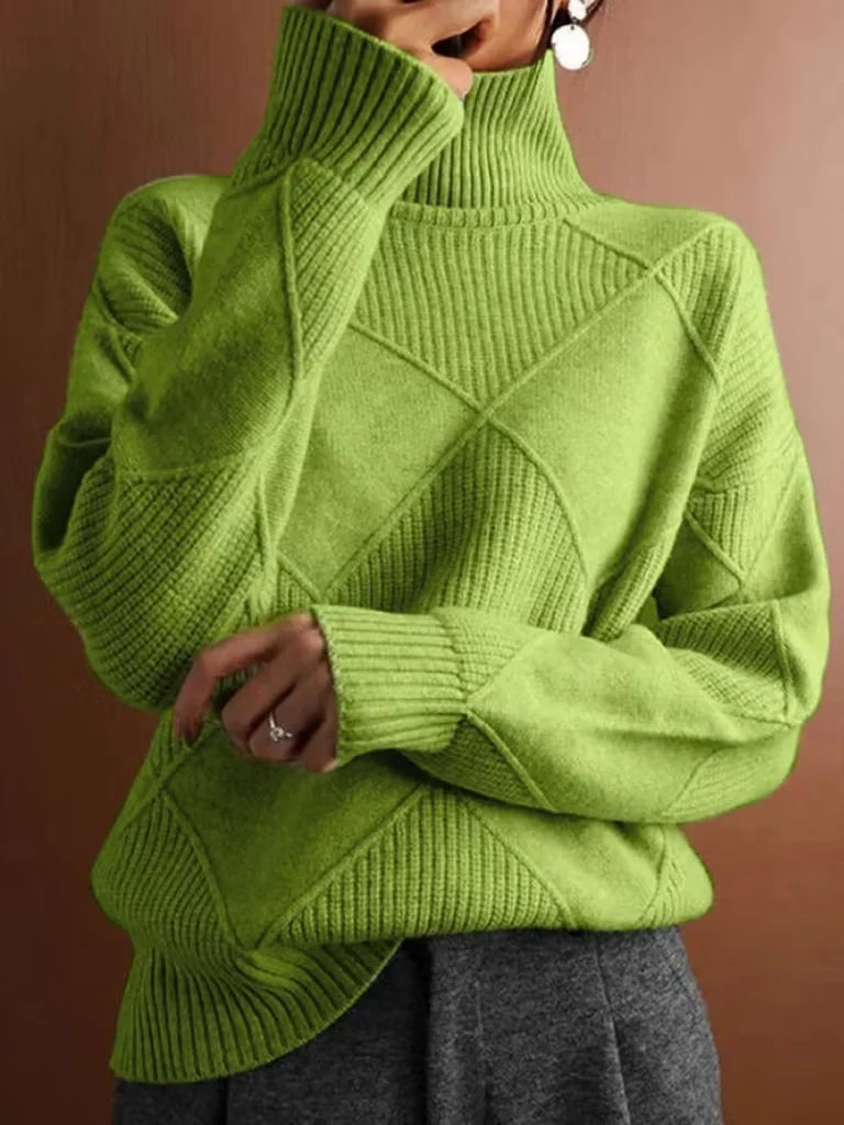 Loose Long Sleeve Turtleneck Plain Fashion Regular Sweater