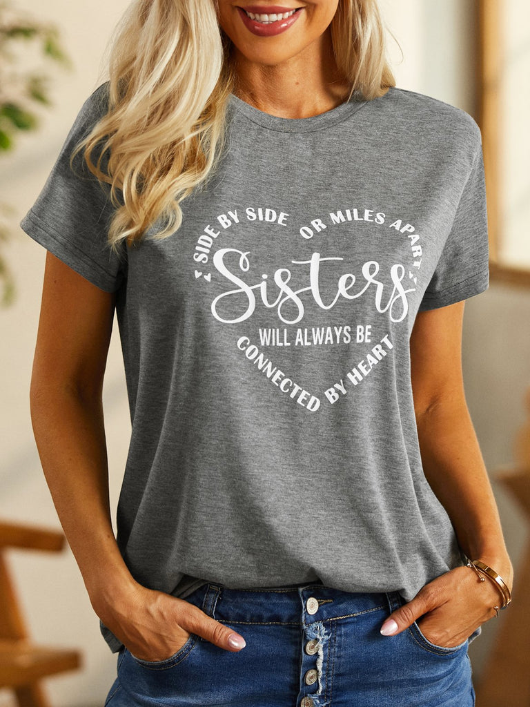 Fashion Short Sleeve Crew Neck Text Letters Loose Regular T-Shirt