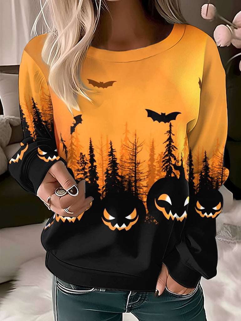 Fashion Crew Neck Long Sleeve Halloween Casual Regular Sweatshirt