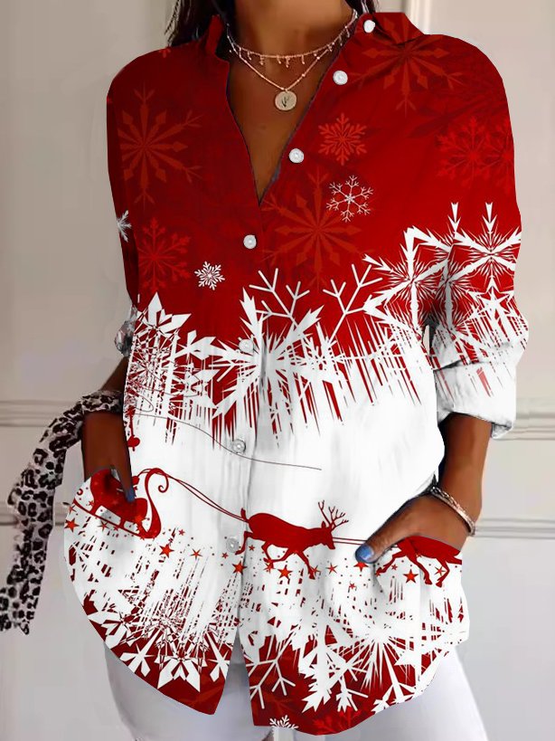 Fashion 3/4 Sleeve Shirt Collar Floral Regular Shirt