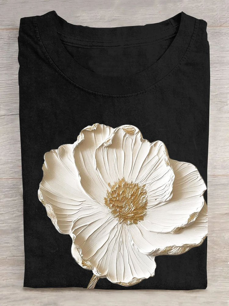 Casual Short Sleeve Crew Neck Floral Fashion Regular T-Shirt
