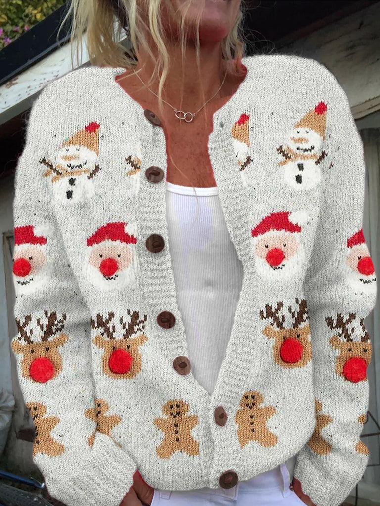 Crew Neck Long Sleeve Floral Printing Fashion Regular Cardigan