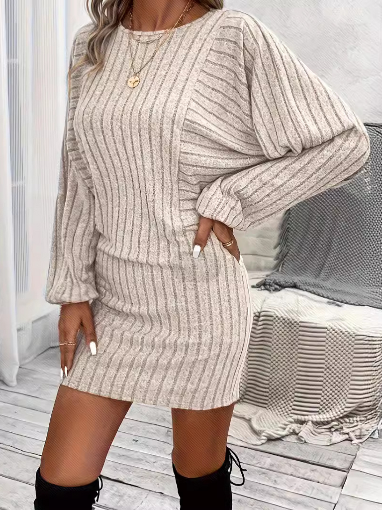 Fashion Crew Neck Long Sleeve Plain Maxi Dress