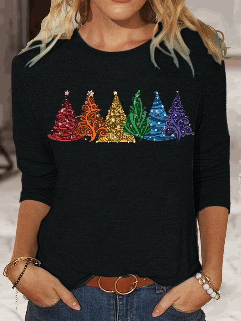 Crew Neck Long Sleeve Text Letters Fashion Regular Blouse