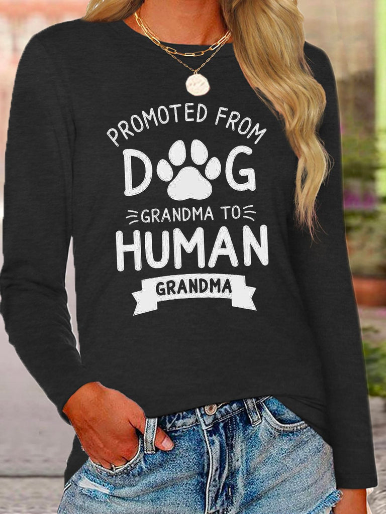 Casual Crew Neck Long Sleeve Letter Pattern Fashion Regular T-Shirt