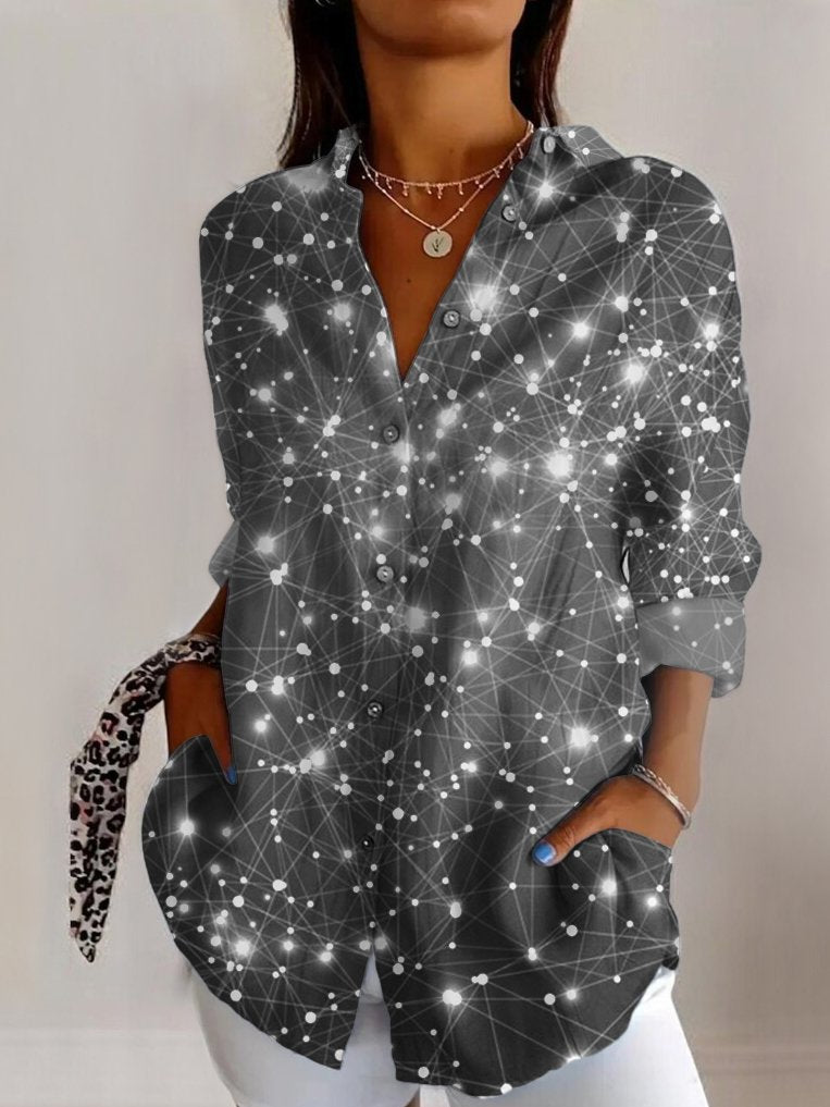 Long Sleeve Shirt Collar Geometric Fashion Regular Shirt