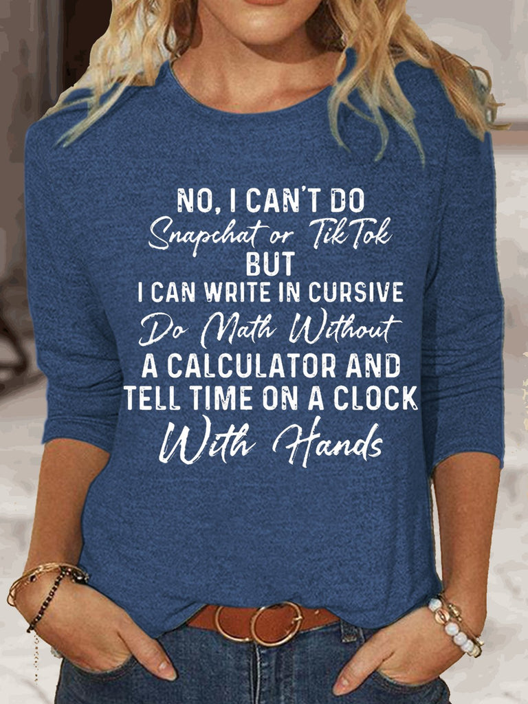 Crew Neck Long Sleeve Text Letters Fashion Regular Blouse