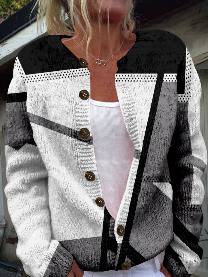Loose Crew Neck Long Sleeve Floral Fashion Regular Jacket