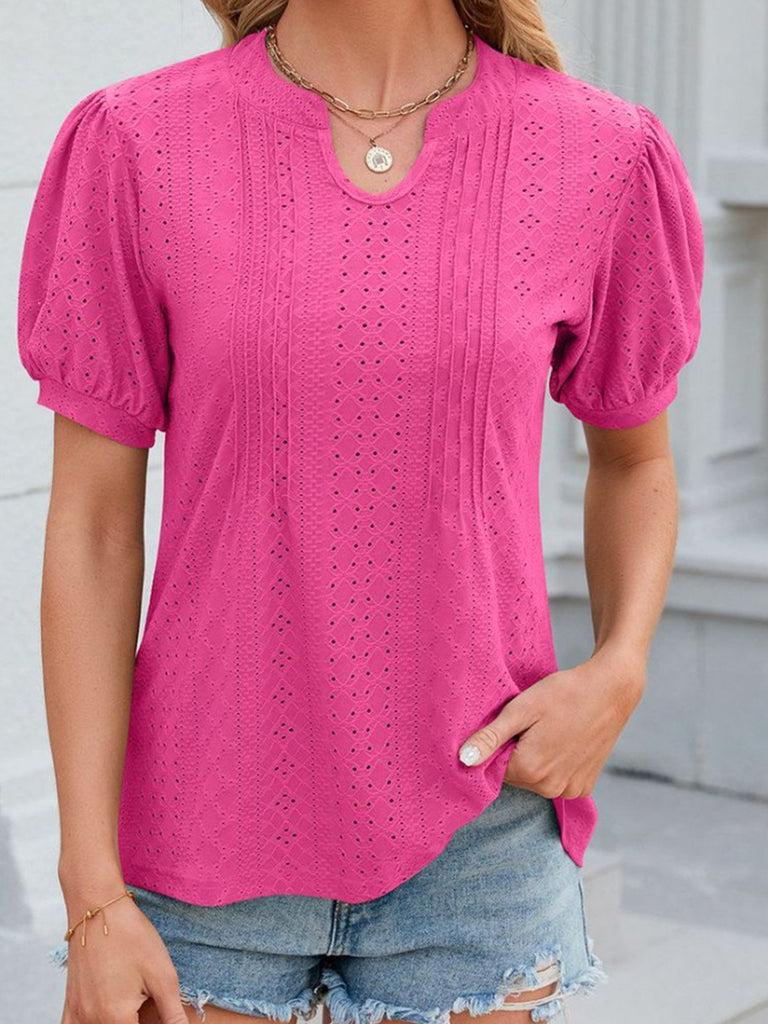 Fashion V Neck Short Sleeve Plain Regular Blouses
