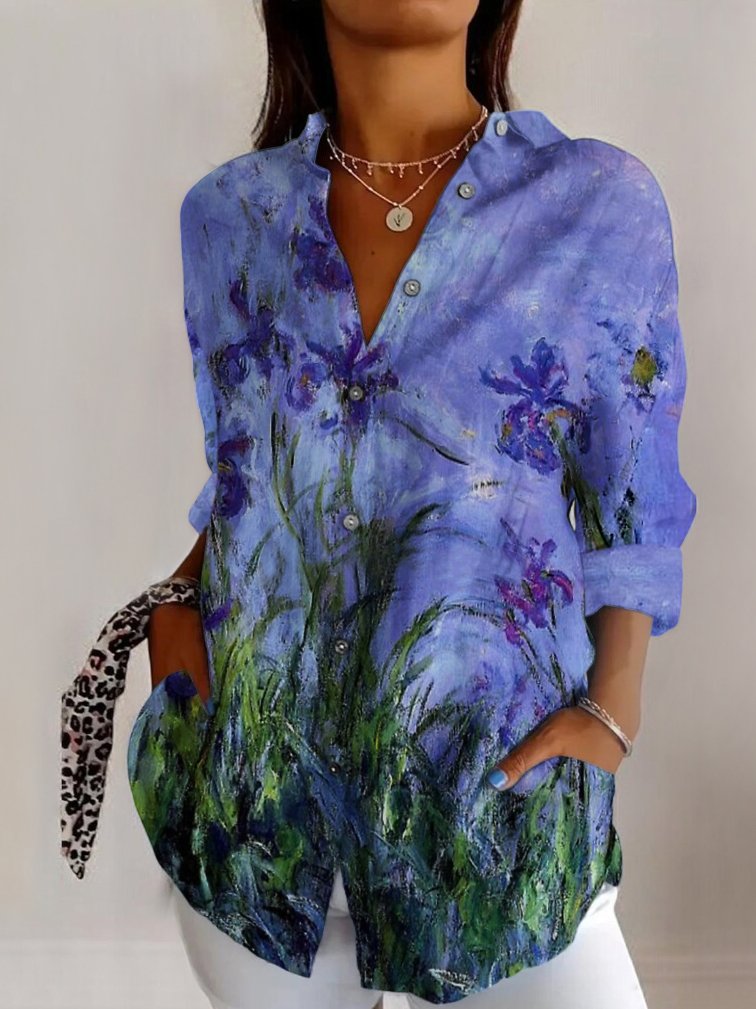 Long Sleeve Shirt Collar Geometric Fashion Regular Shirt