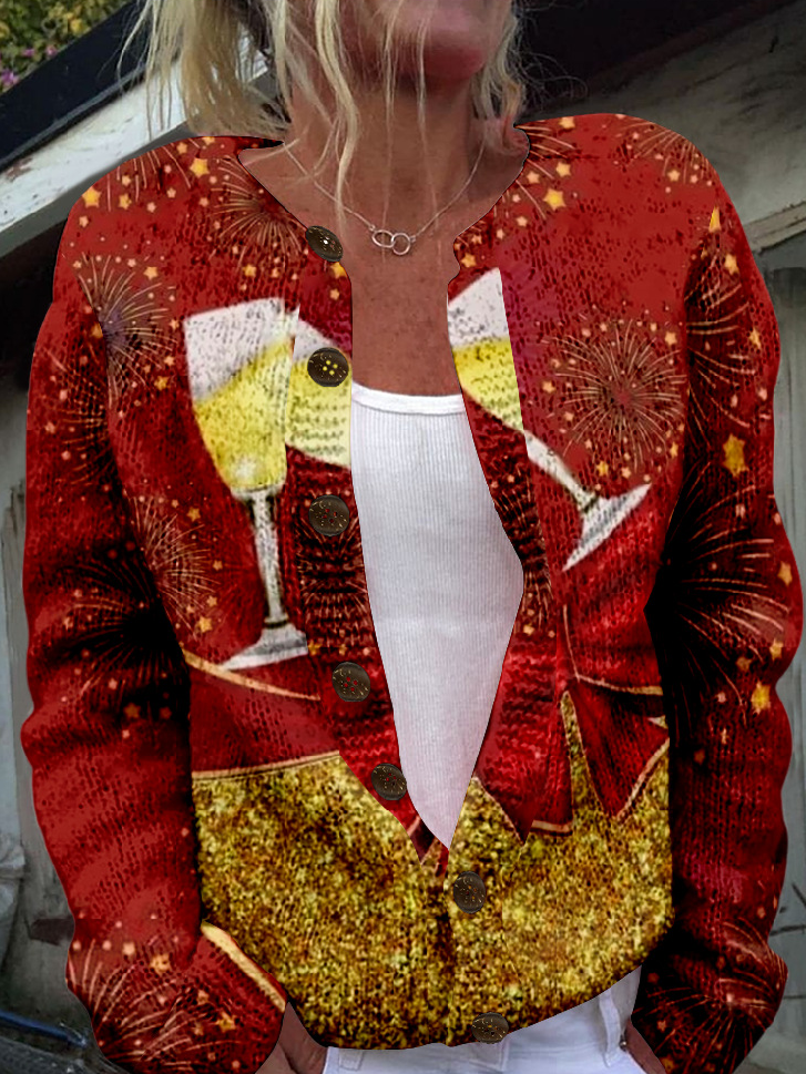 Loose Crew Neck Long Sleeve Ethnic Fashion Regular Jacket