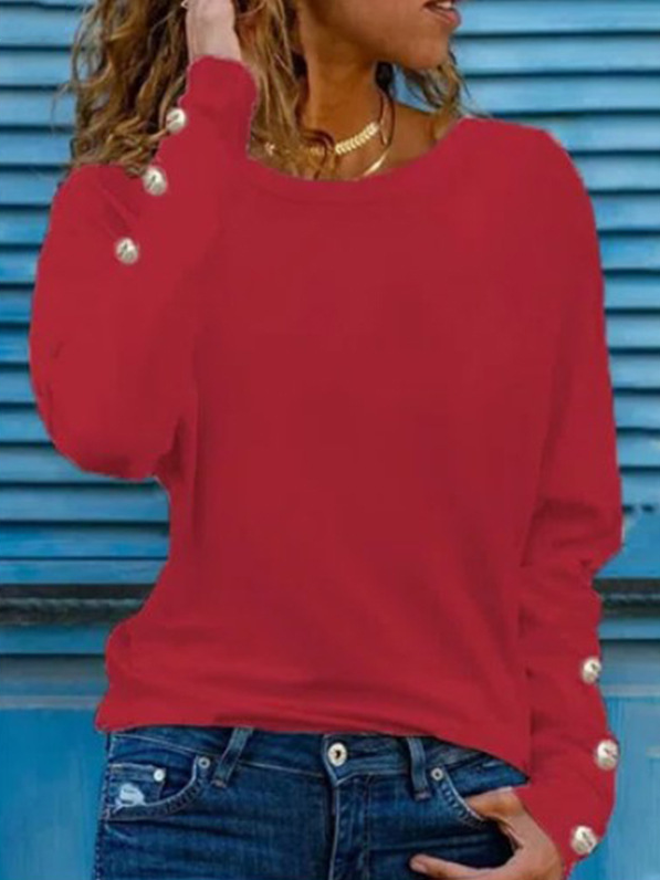 Fashion Crew Neck Long Sleeve Christmas Loose Regular Blouses