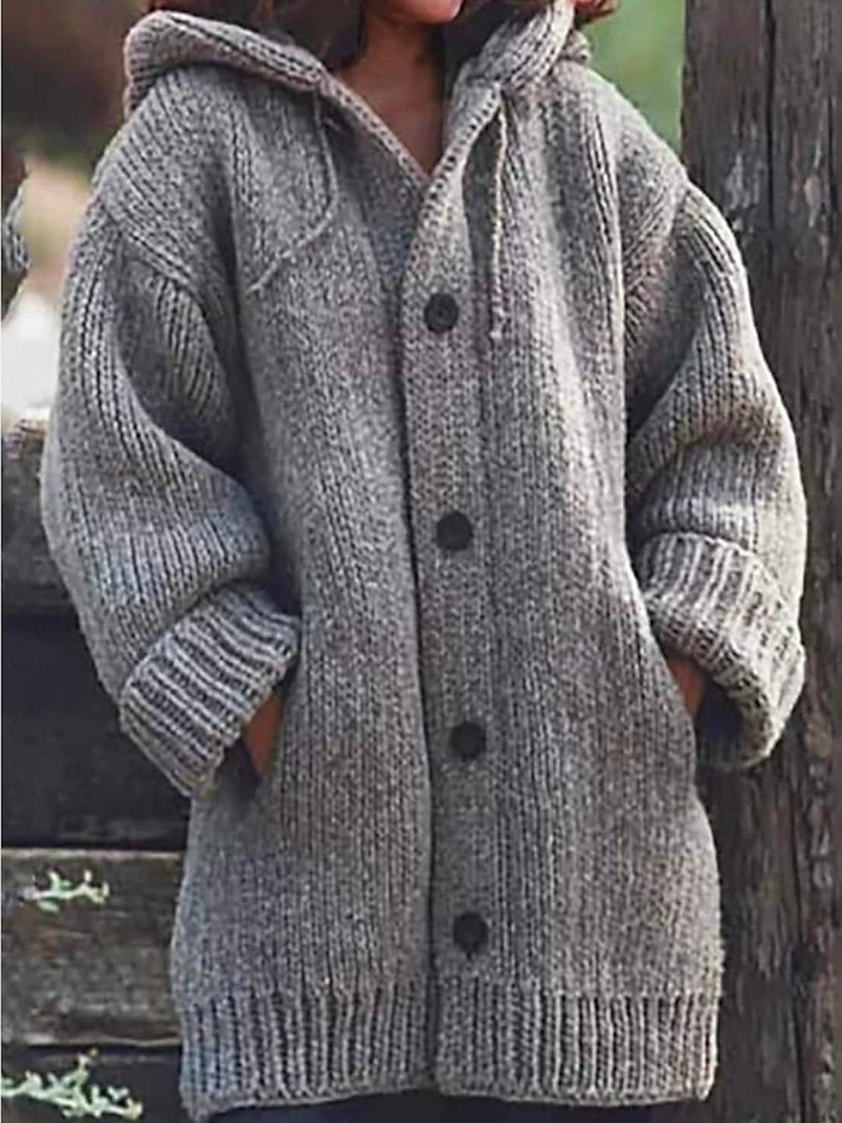 Loose Hoodie Long Sleeve Plain Fashion Mid-Long Cardigan