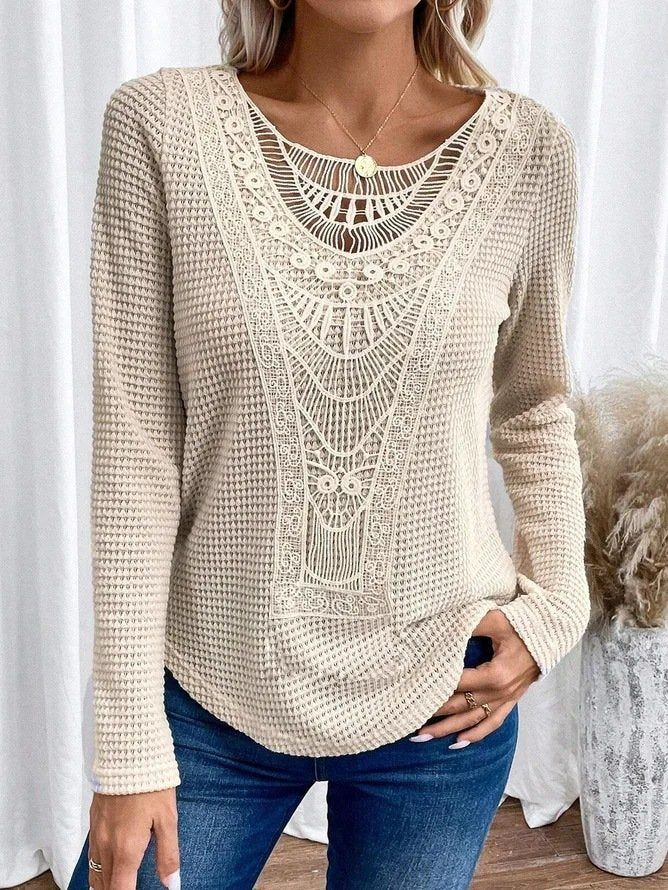 Loose Long Sleeve Geometric Fashion Regular Blouse
